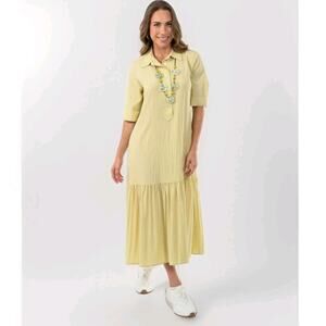 Lior Paris Vega Maxi Shirt Dress S Ruffle Pocket Cottagecore Relaxed Lagenlook